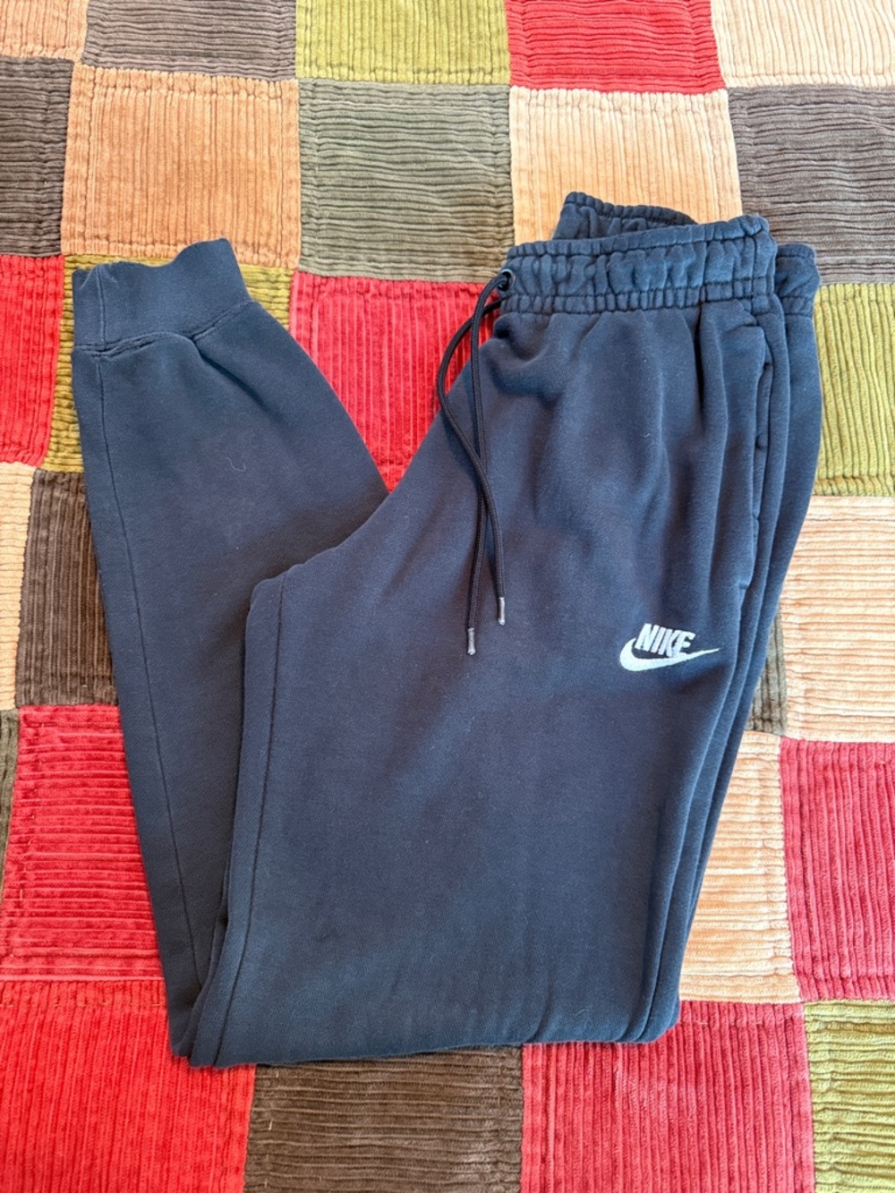Nike Black Women's Jogger Track Pants with White Swoosh